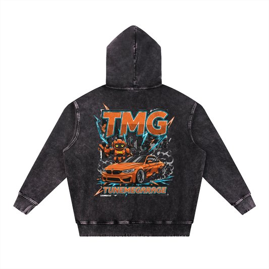 Snow Wash Hand-Frayed Heavyweight Hoodie