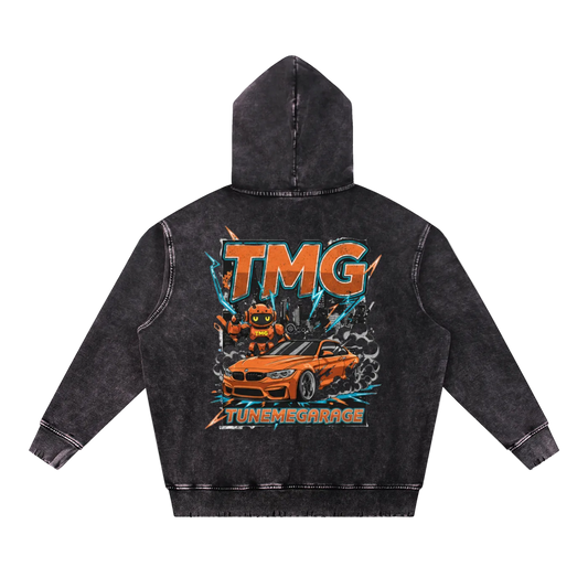 Snow Wash Hand-Frayed Heavyweight Hoodie