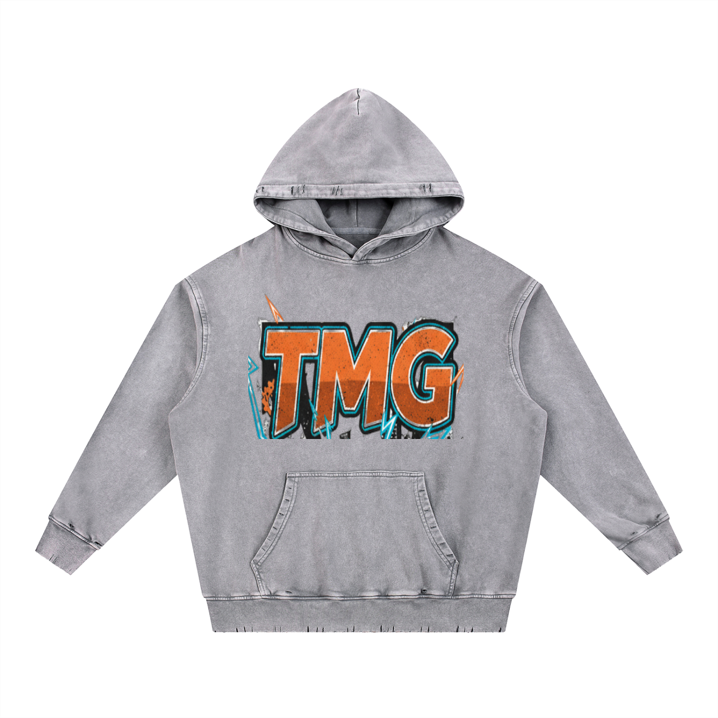 Snow Wash Hand-Frayed Heavyweight  Hoodie