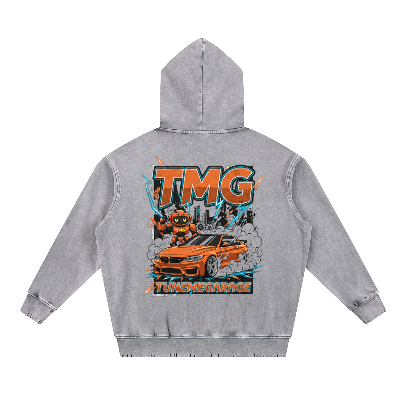 Snow Wash Hand-Frayed Heavyweight  Hoodie